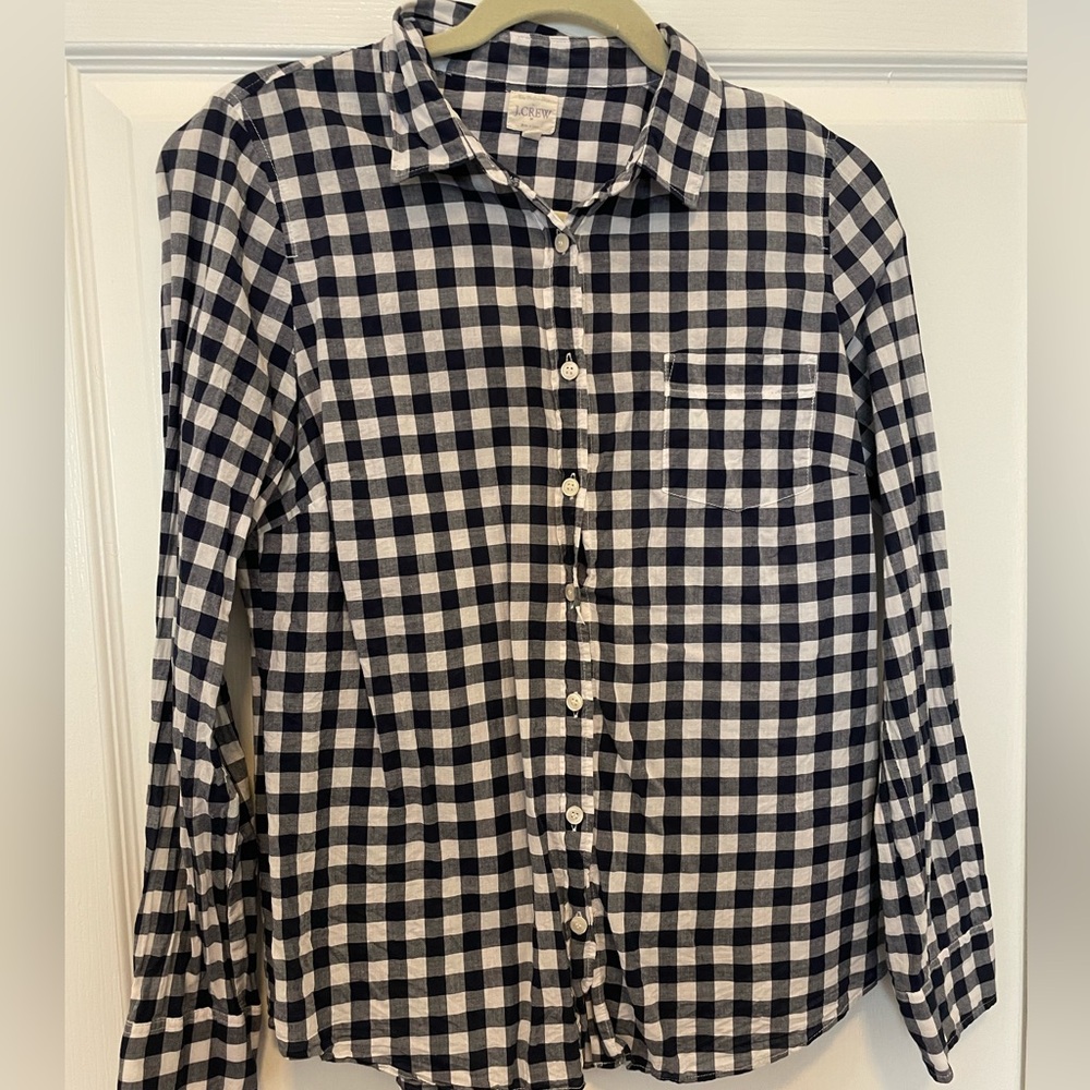 J. Crew Gingham Button Down Top